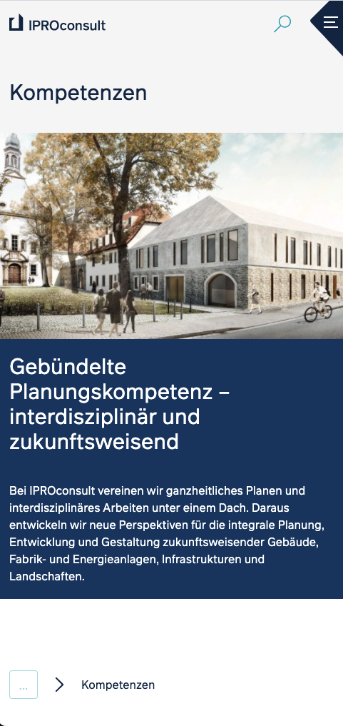 IPROconsult – Mobile Ansicht Kompetenzen
