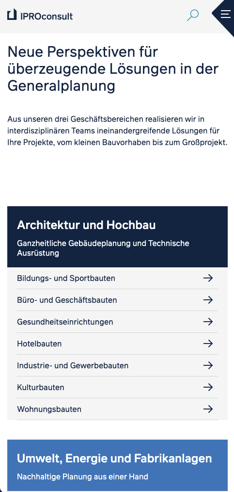 IPROconsult – Mobile Ansicht Lösungen