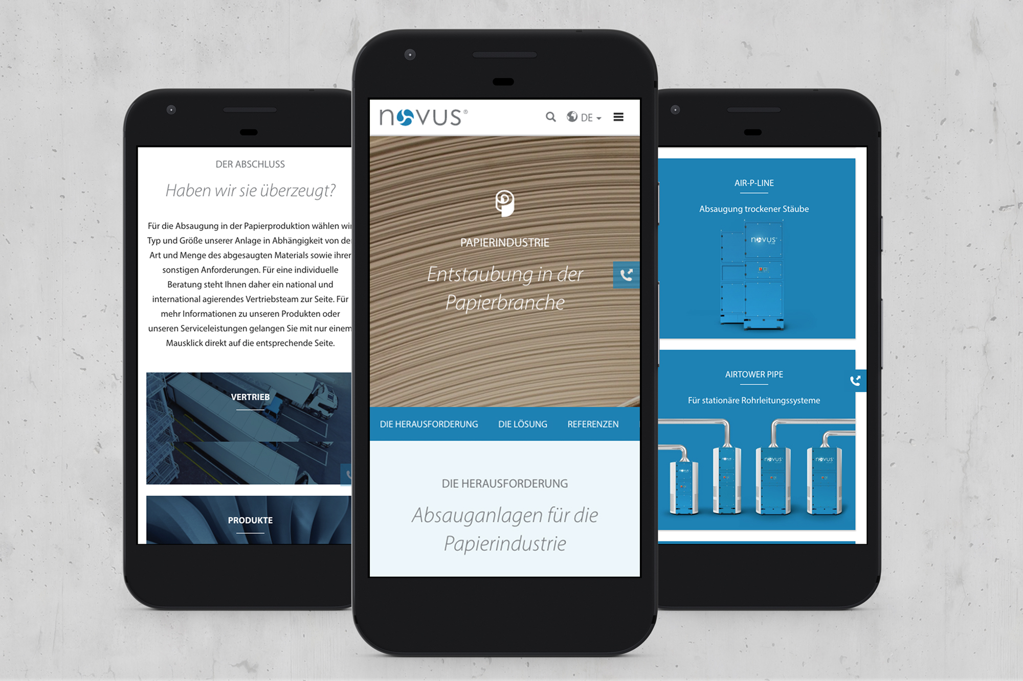 Novus air – Mobile Ansichten