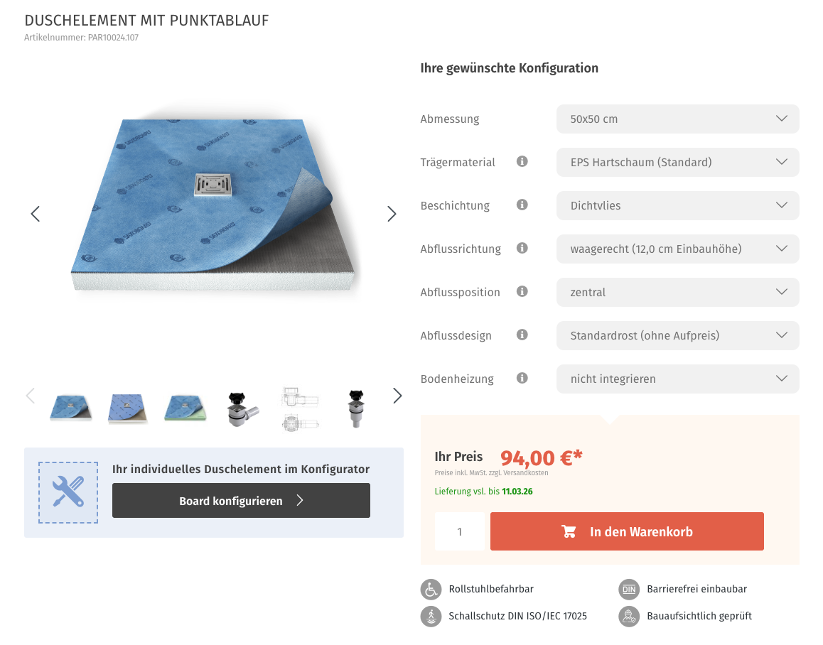 Saxoboard Produktkonfigurator