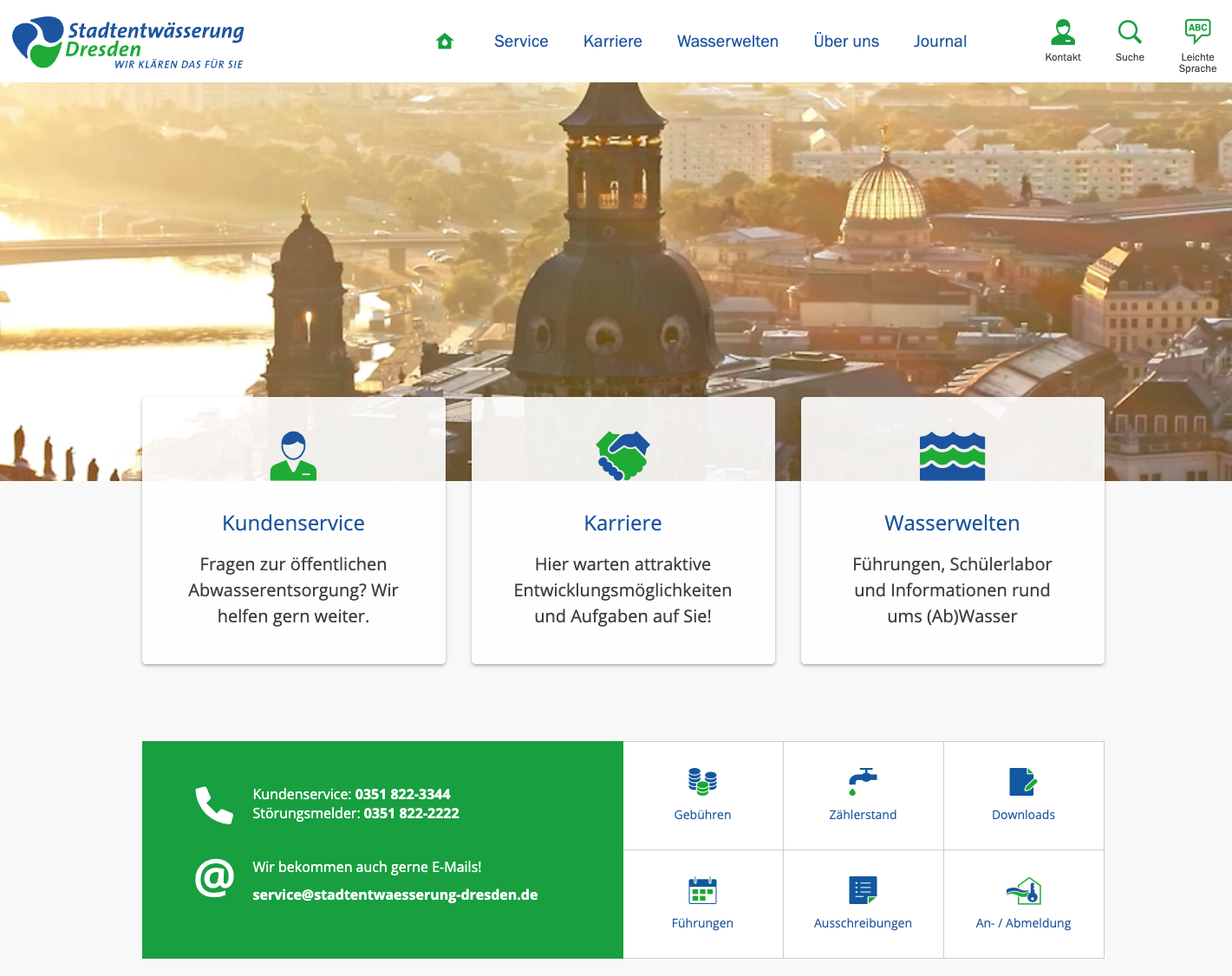 Stadtentwässerung Dresden Website