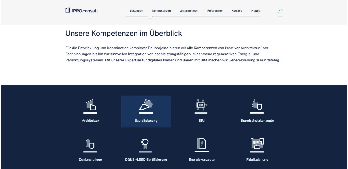 IPROconsult – Kompetenzen-Übersicht
