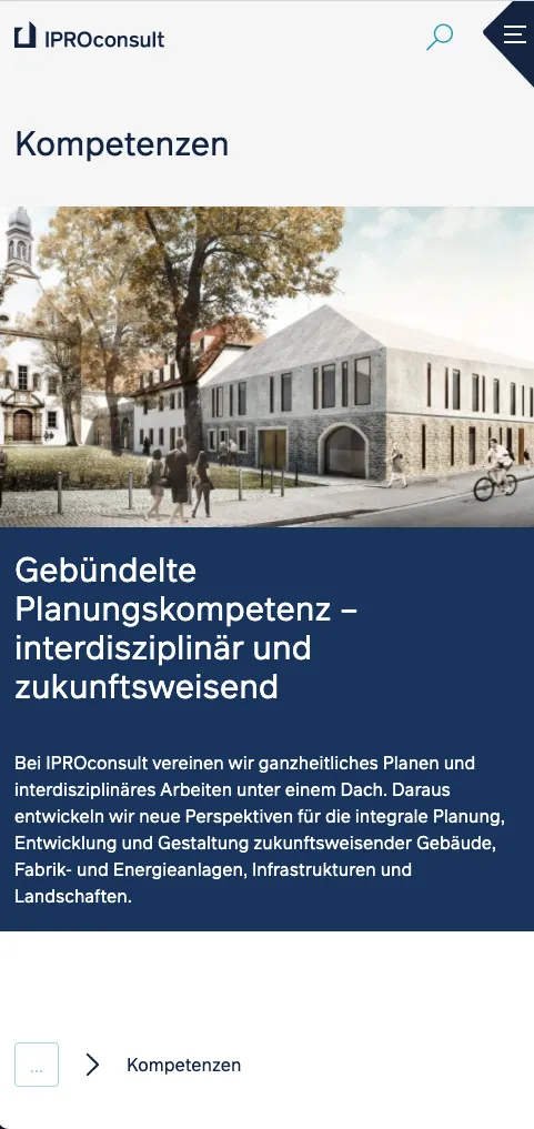 IPROconsult – Mobile Ansicht Kompetenzen