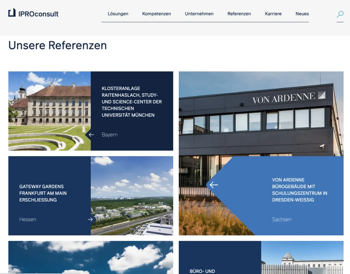 IPROconsult – Referenzen-Seite